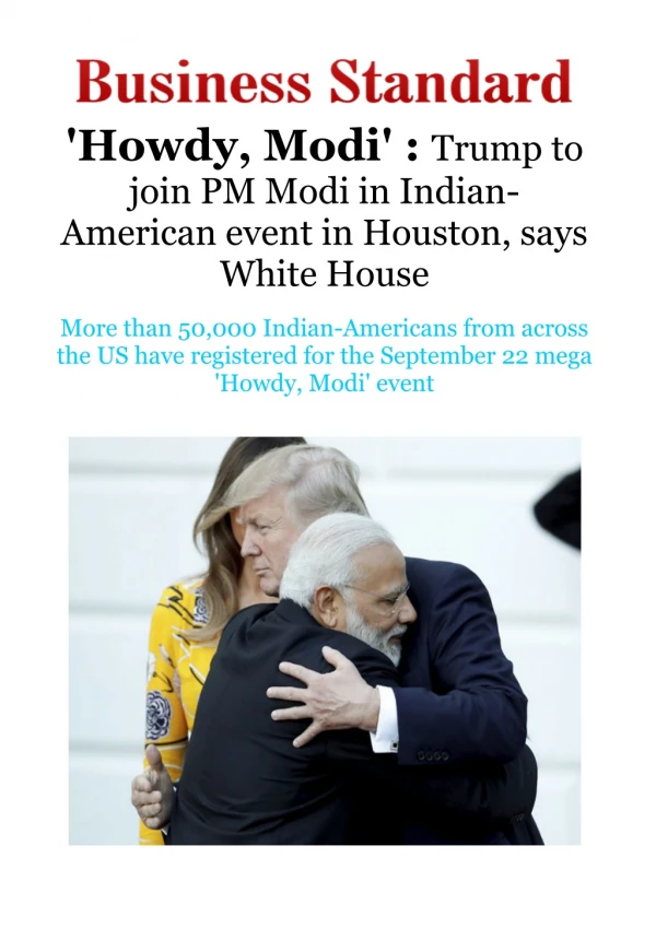 'Howdy, Modi' : Trump to join PM Modi in Indian-American event in Houston, says White House