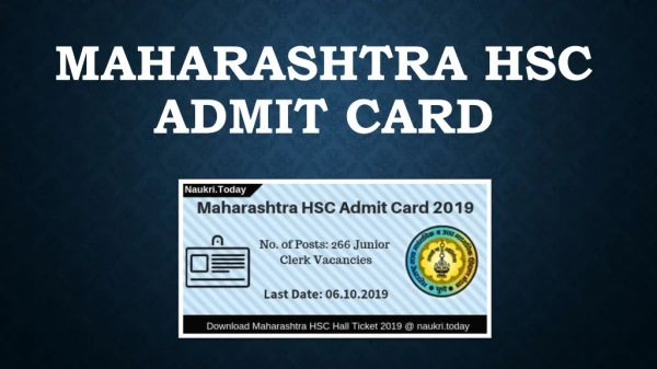 Maharashtra HSC Admit Card 2019 | Hall Ticket For 266 Junior Clerk Posts