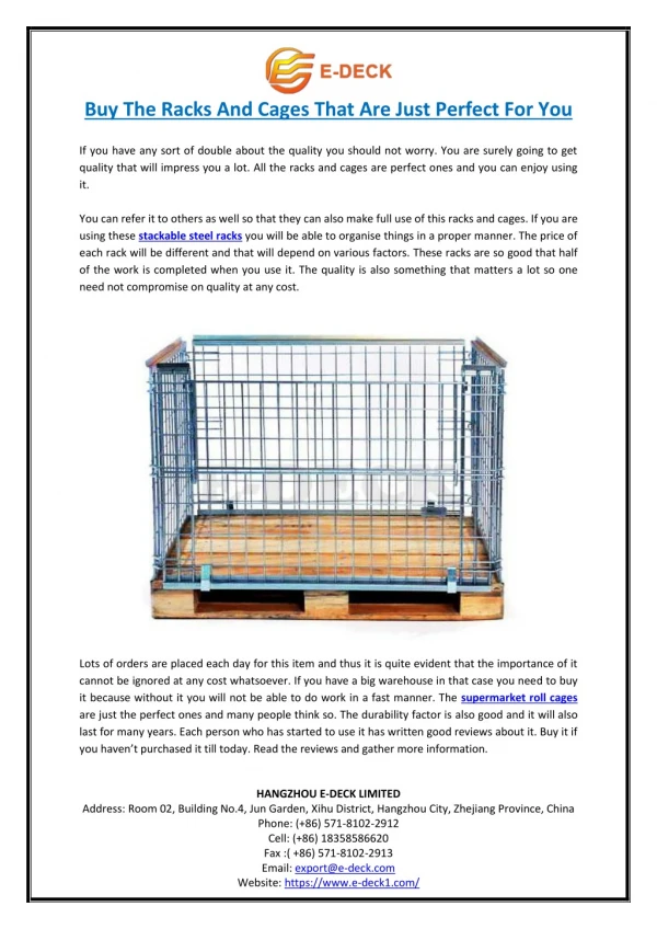 Buy The Racks And Cages That Are Just Perfect For You
