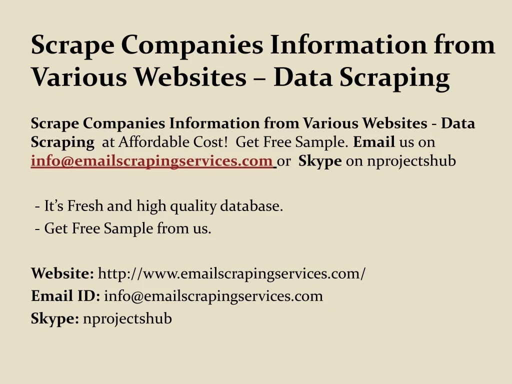 scrape companies information from various websites data scraping