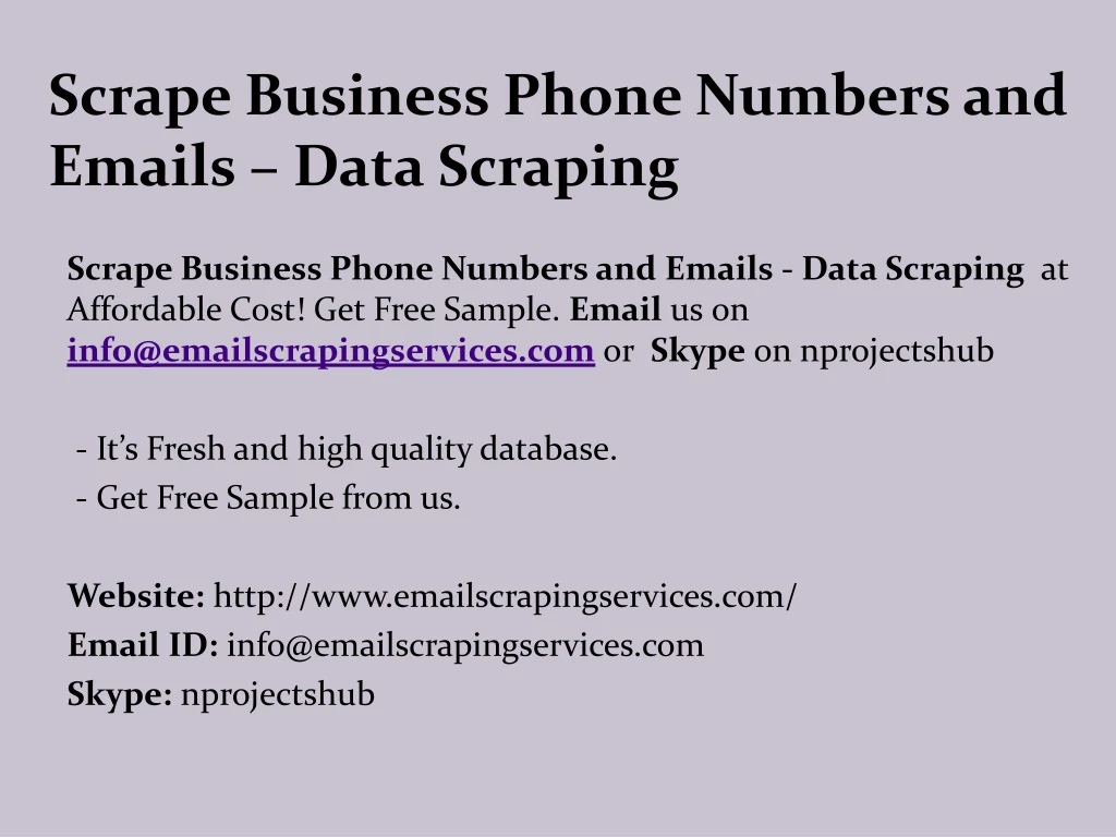 scrape business phone numbers and emails data scraping