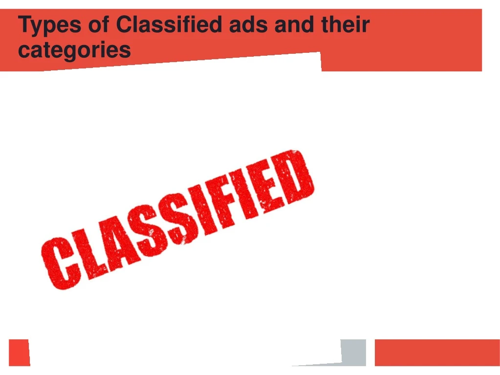 types of classified ads and their categories