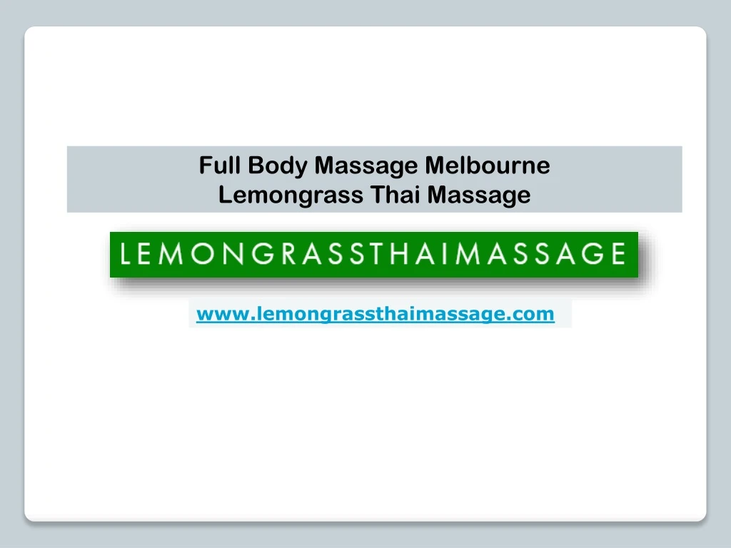 full body massage melbourne lemongrass thai