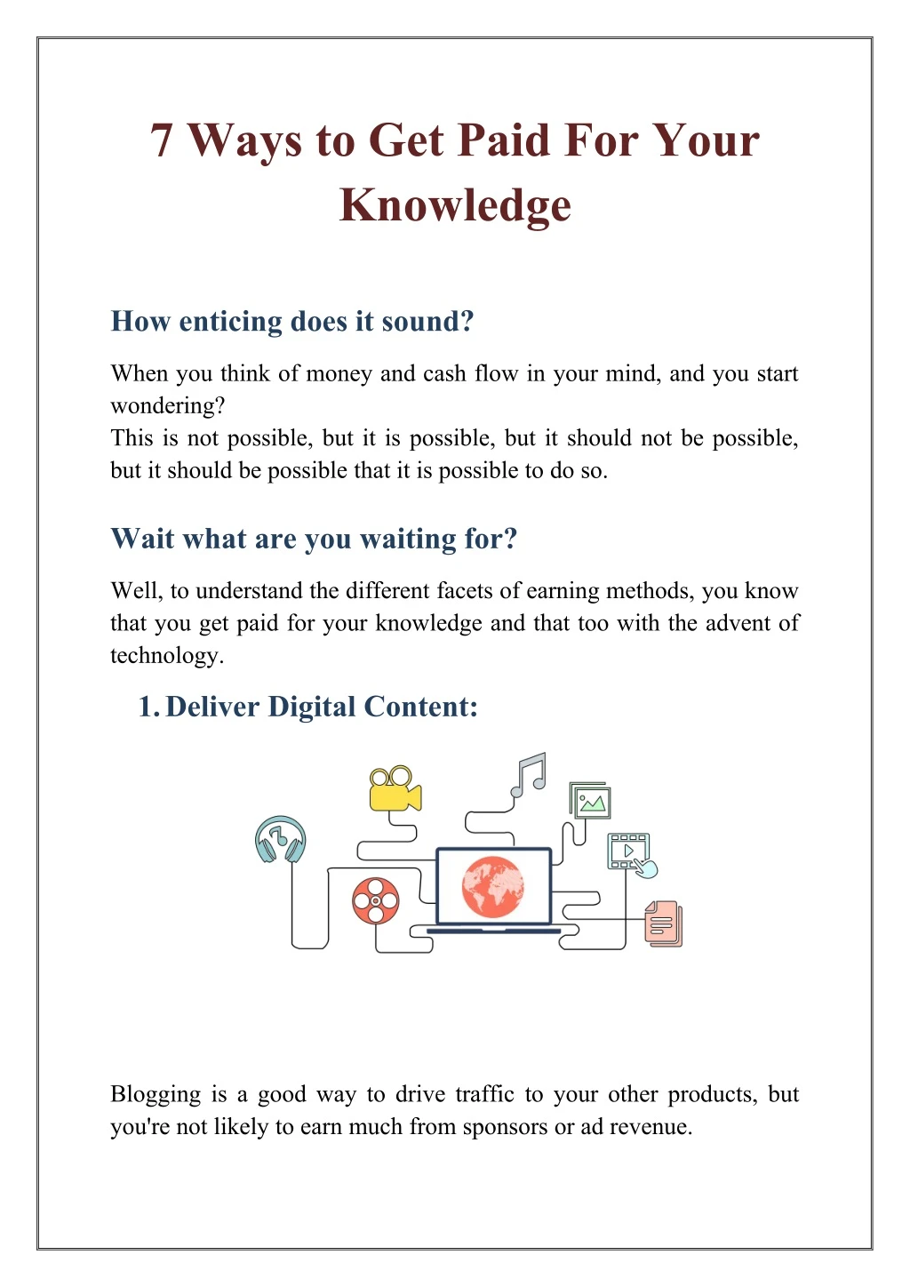 7 ways to get paid for your knowledge
