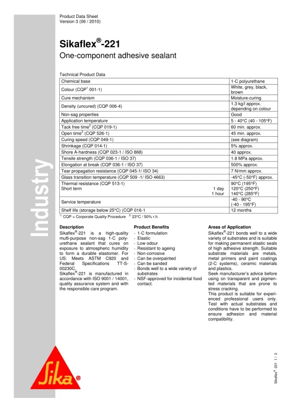 product data sheet version 3 06 2010