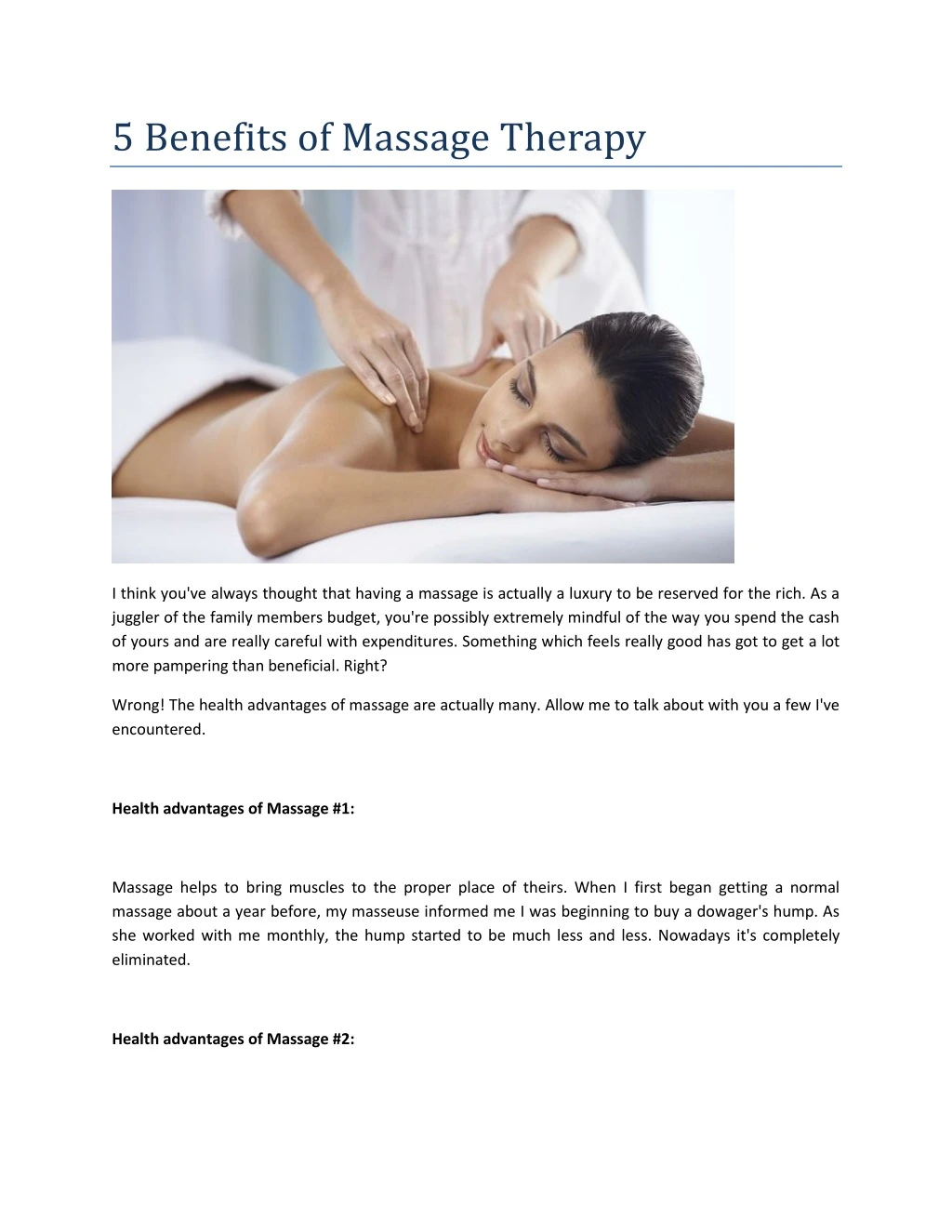 5 benefits of massage therapy