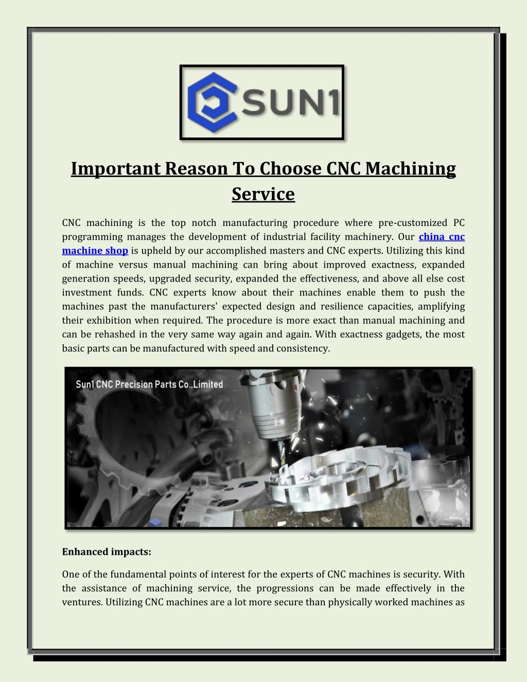 important reason to choose cnc machining service