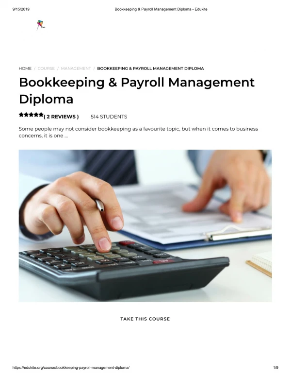 Bookkeeping & Payroll Management Diploma - Edukite