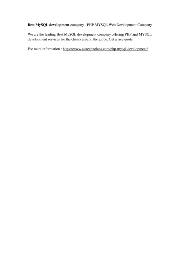 best mysql development company php mysql