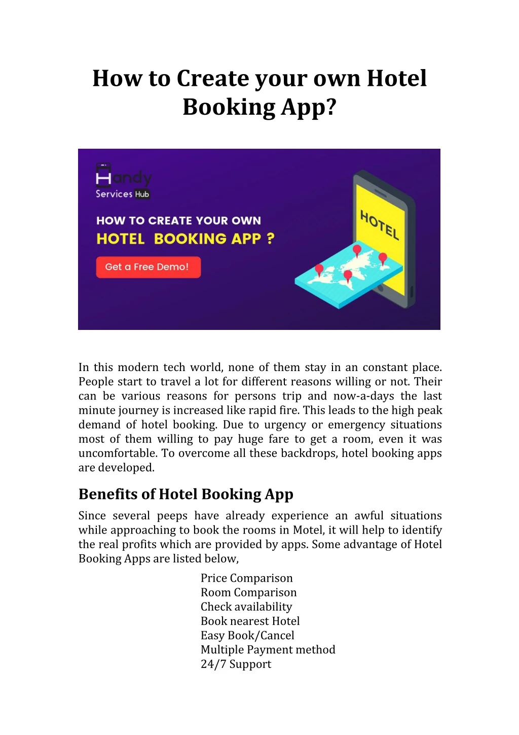 how to create your own hotel booking app