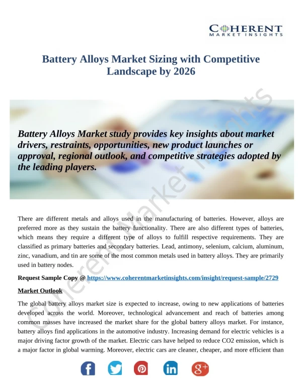 Attractive Opportunities in the Battery Alloys Market 2018-2026