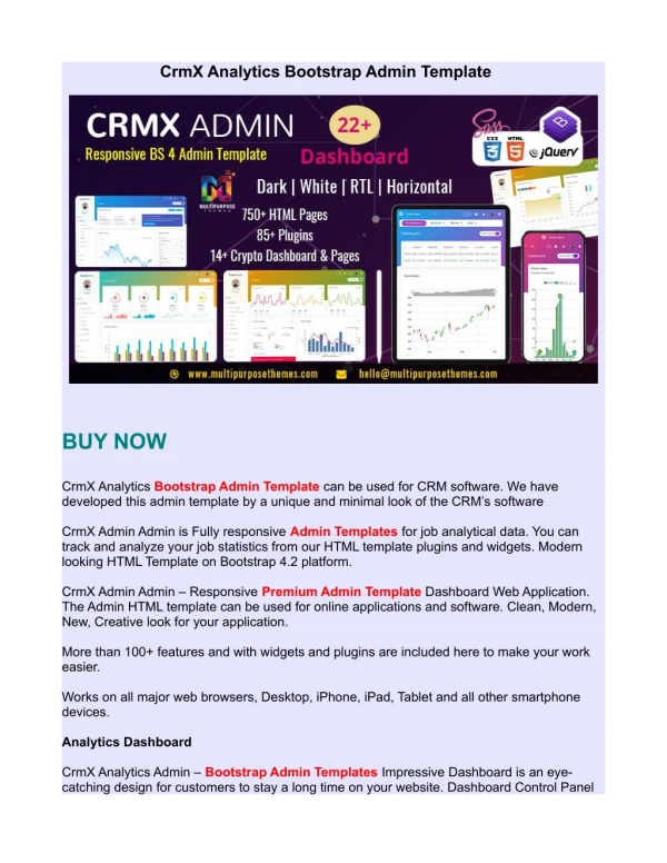 CrmX Analytics Bootstrap Admin Template