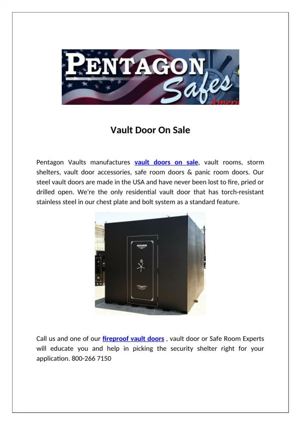Vault Door On Sale In USA