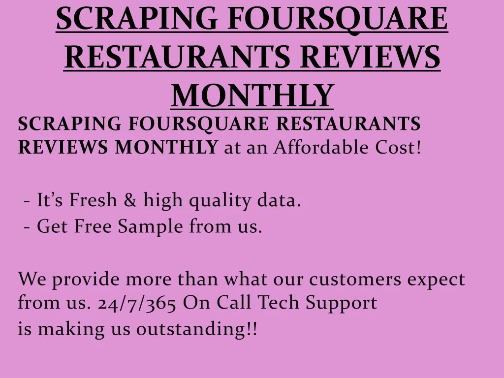 scraping foursquare restaurants reviews monthly