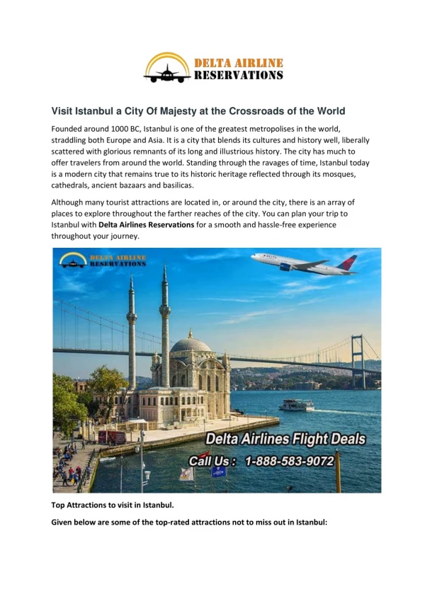 Plan your trip to Istanbul with Delta Airlines Reservations