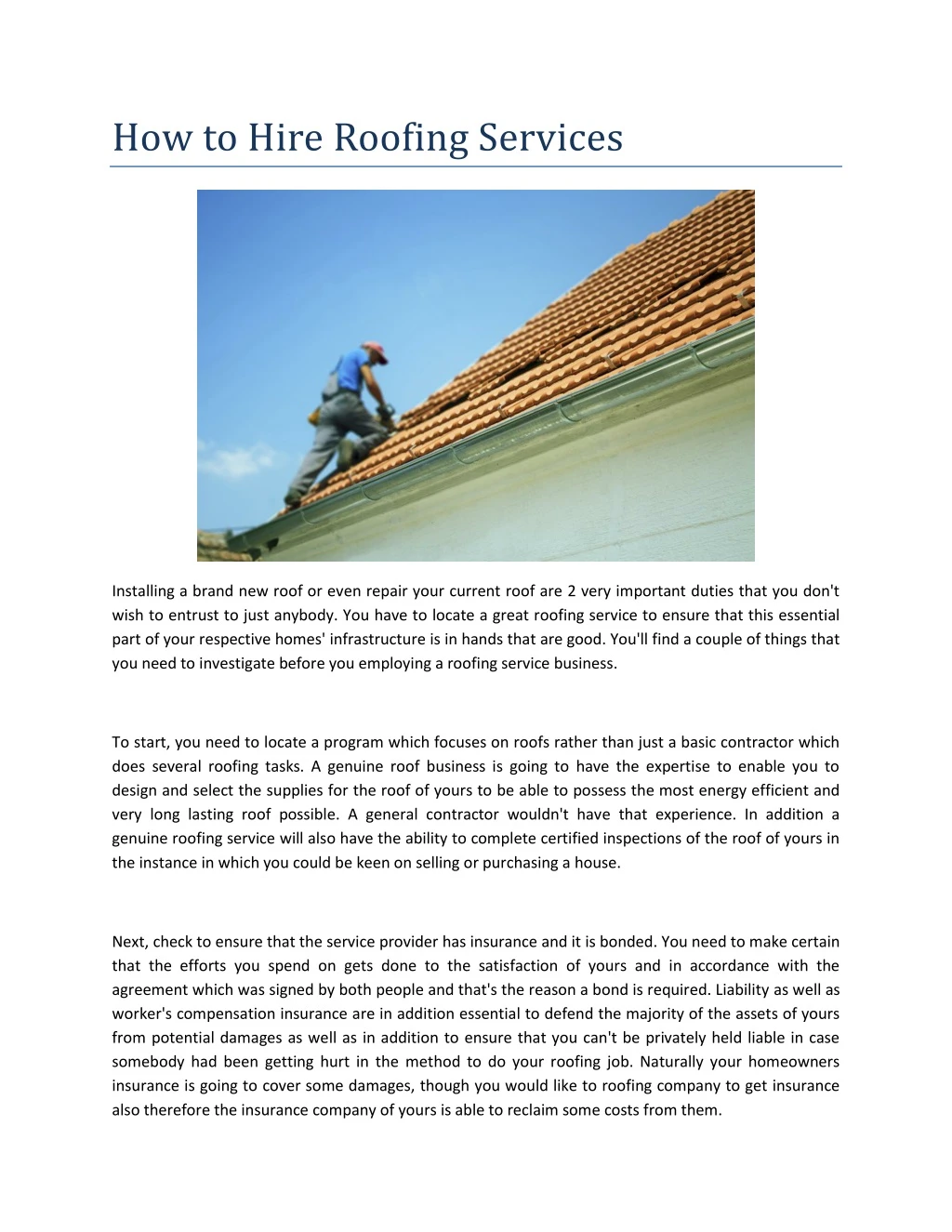 how to hire roofing services