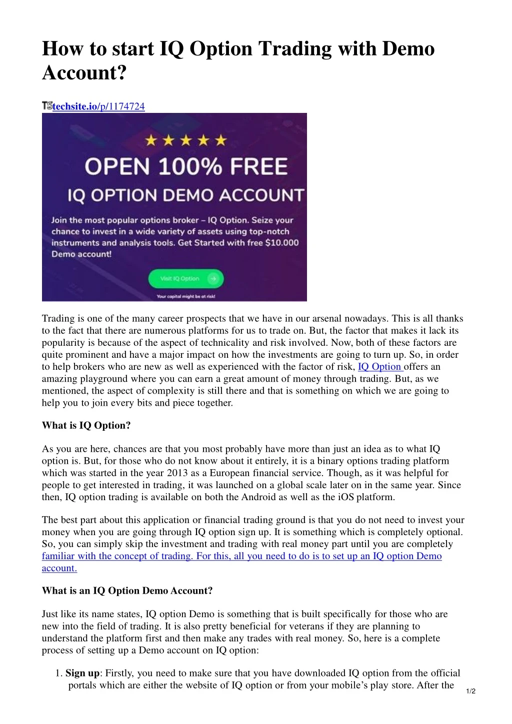 how to start iq option trading with demo account