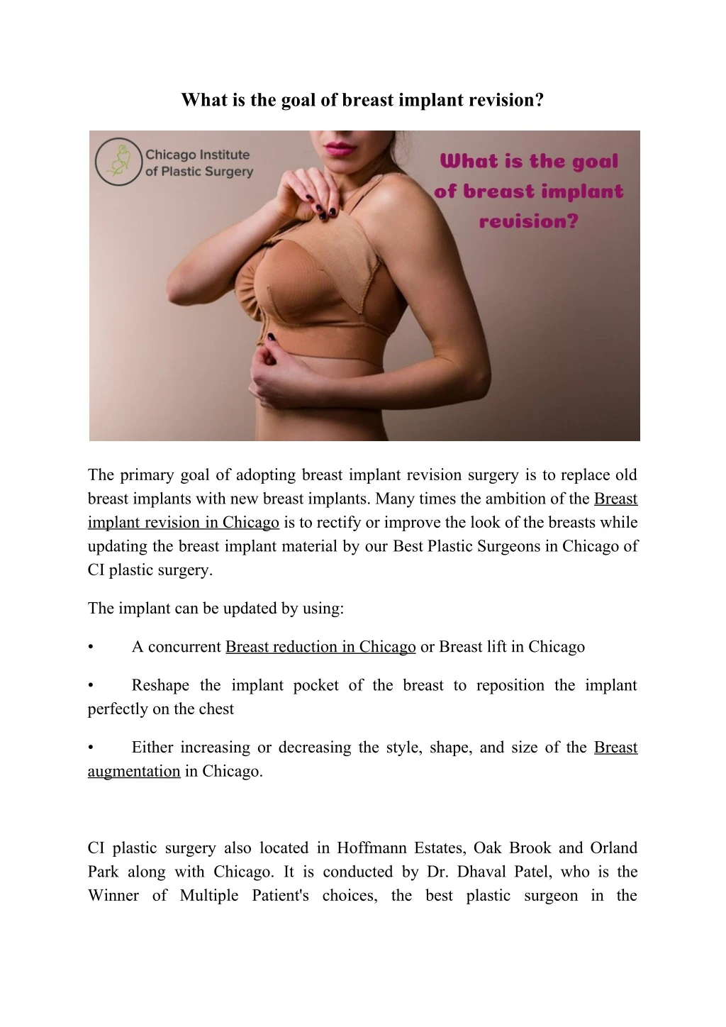 what is the goal of breast implant revision