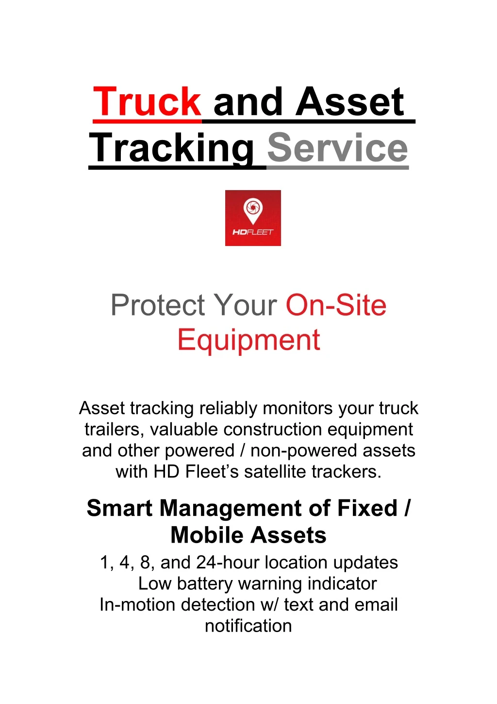 truck and asset tracking service