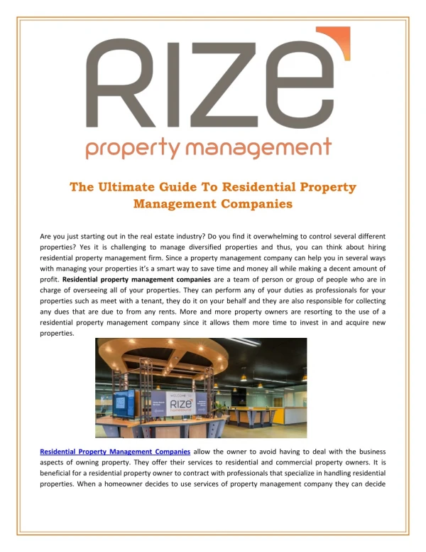 The Ultimate Guide To Residential Property Management Companies