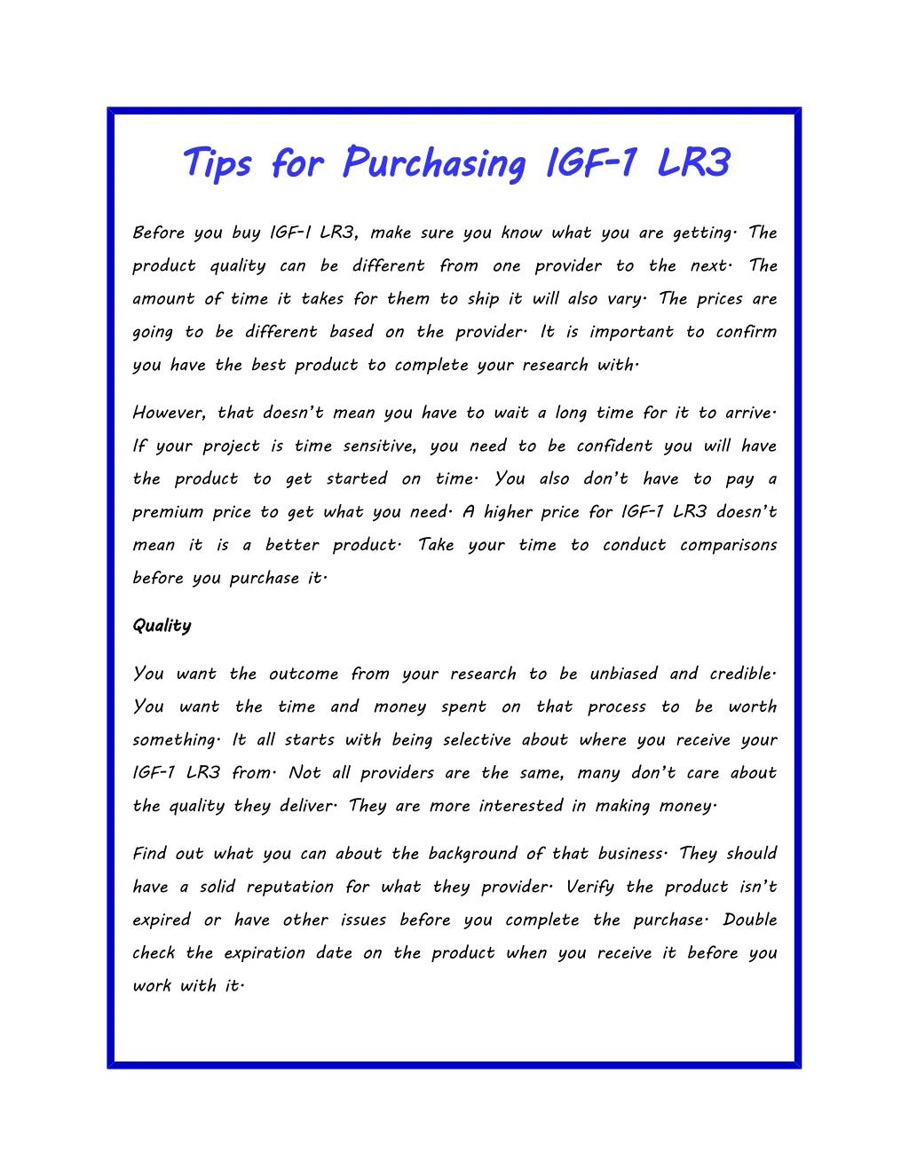 tips for purchasing igf 1 lr3