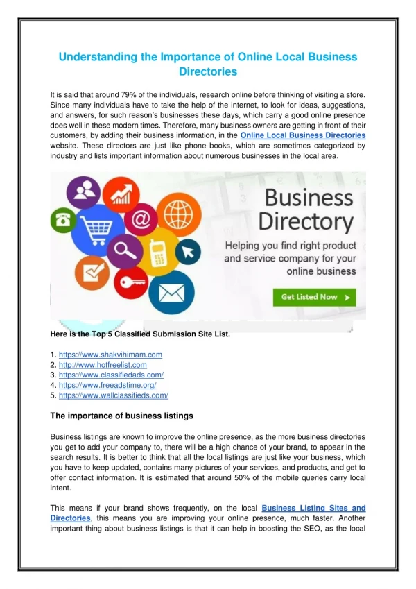 Understanding the Importance of Online Local Business Directories