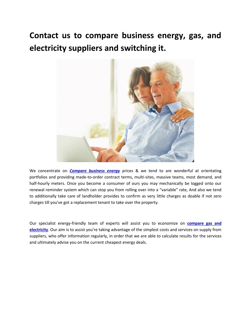contact us to compare business energy