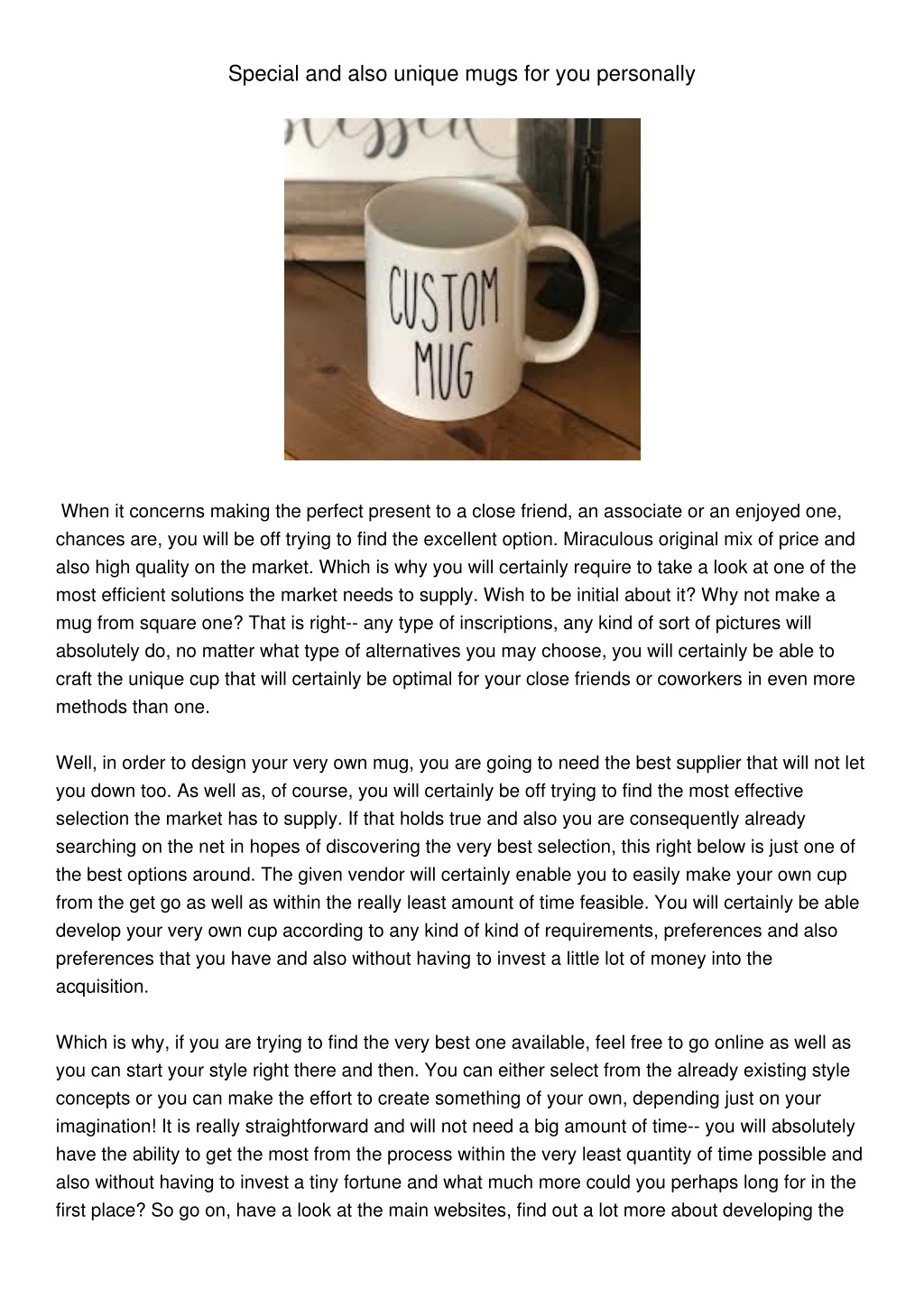 special and also unique mugs for you personally