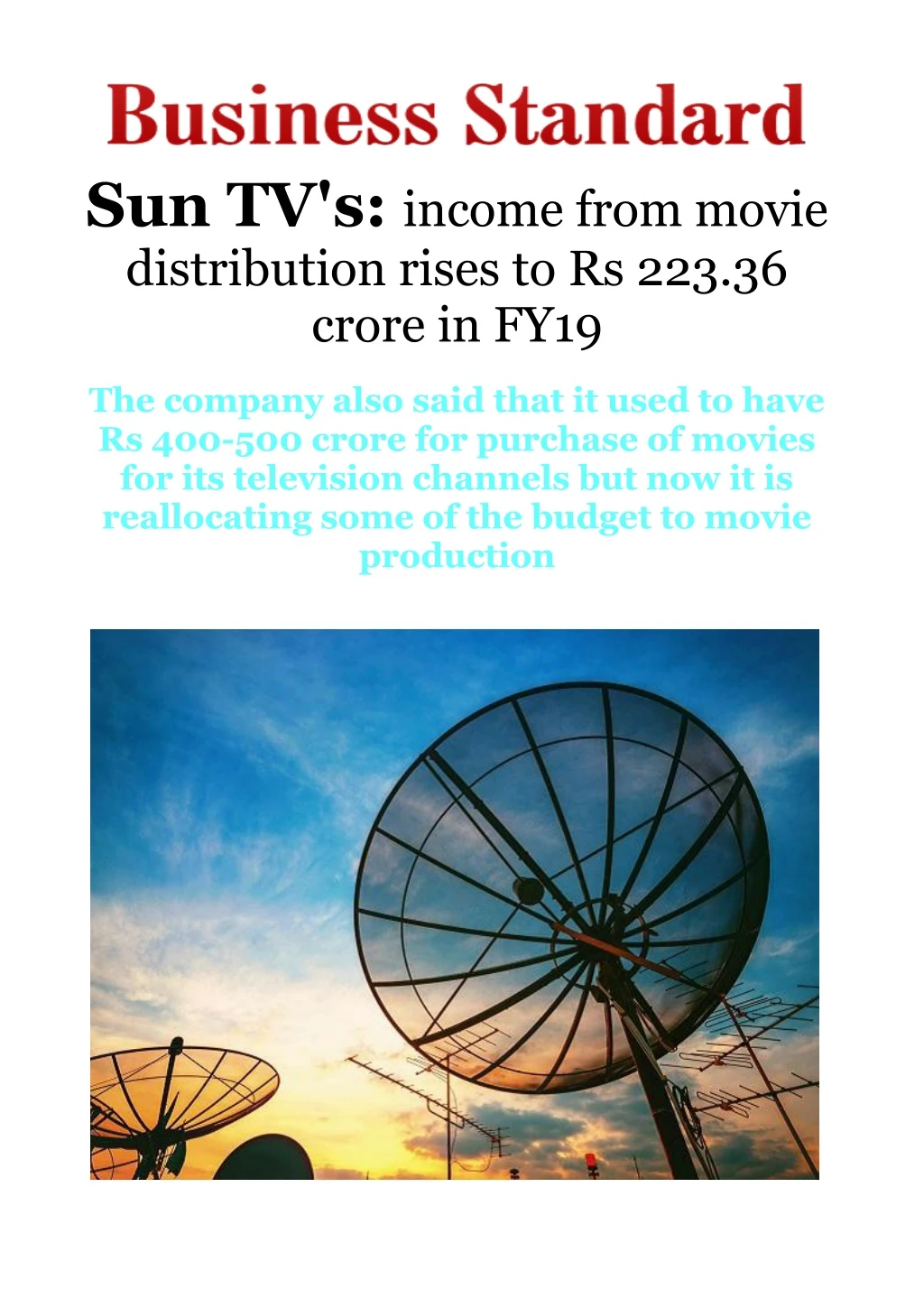 sun tv s income from movie distribution rises