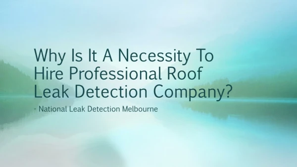 Why Is It A Necessity To Hire Professional Roof Leak Detection Company?