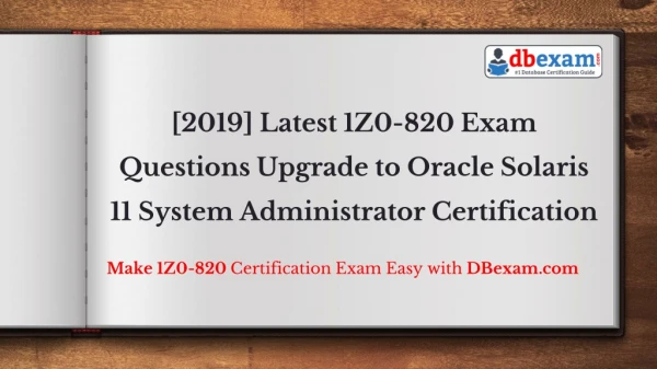 2019 latest 1z0 820 exam