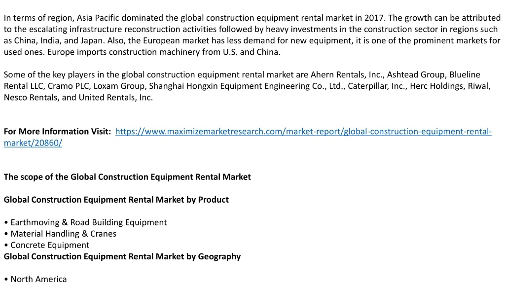 global construction equipment rental market