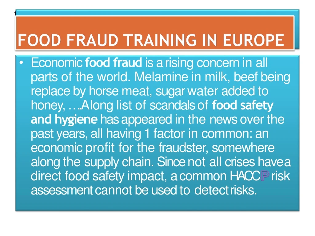 food fraud training in europe