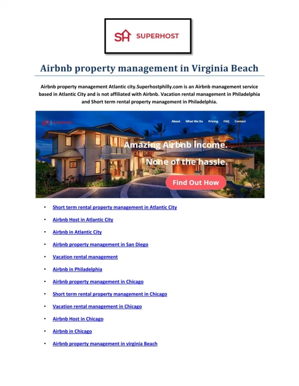 Vacation rental management in virginia Beach