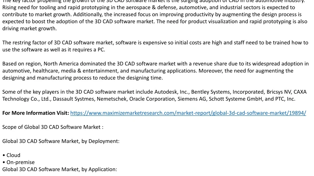 global 3d cad software market was valued