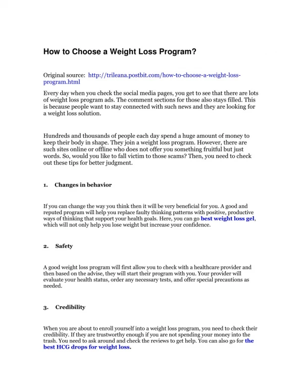 How to Choose a Weight Loss Program?