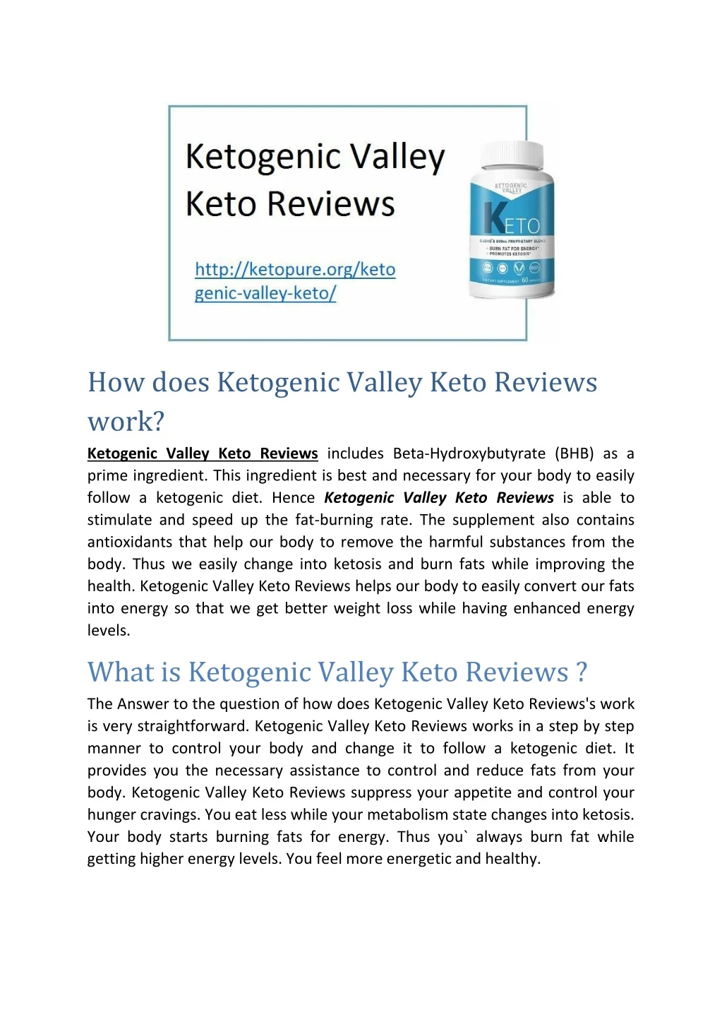 how does ketogenic valley keto reviews work