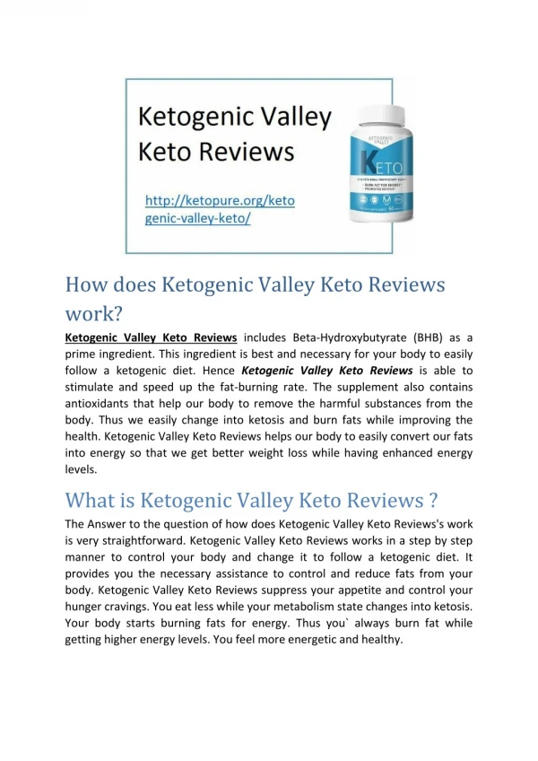 Ketogenic Valley Keto Reviews