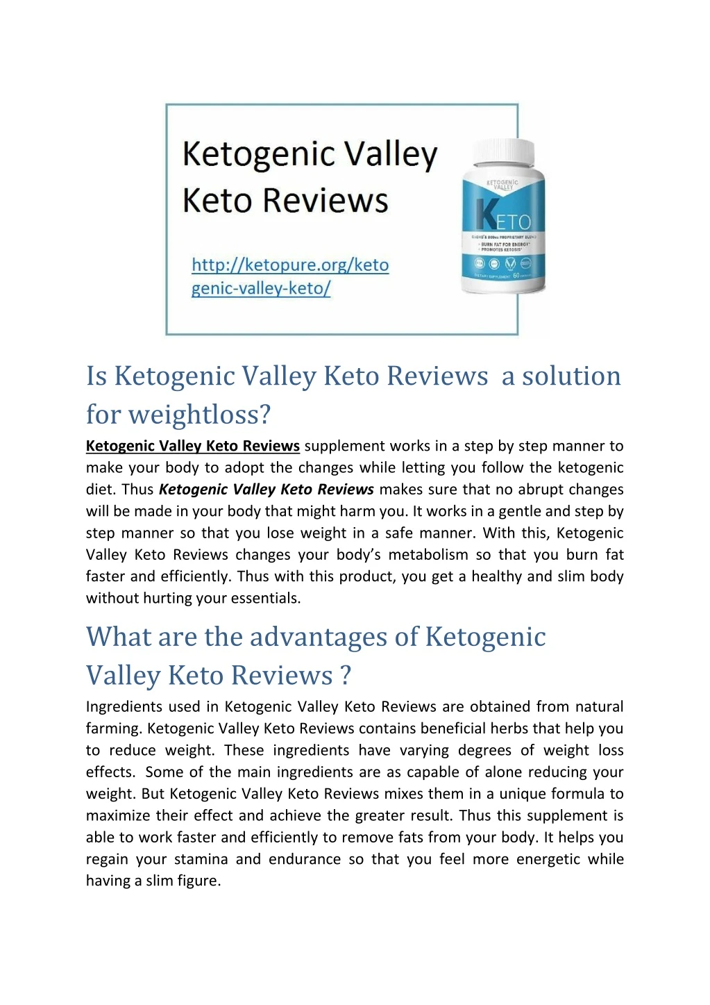 is ketogenic valley keto reviews a solution