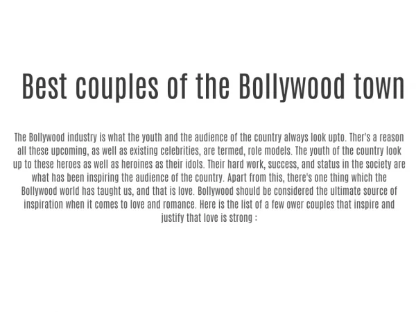 Best couples of the Bollywood town