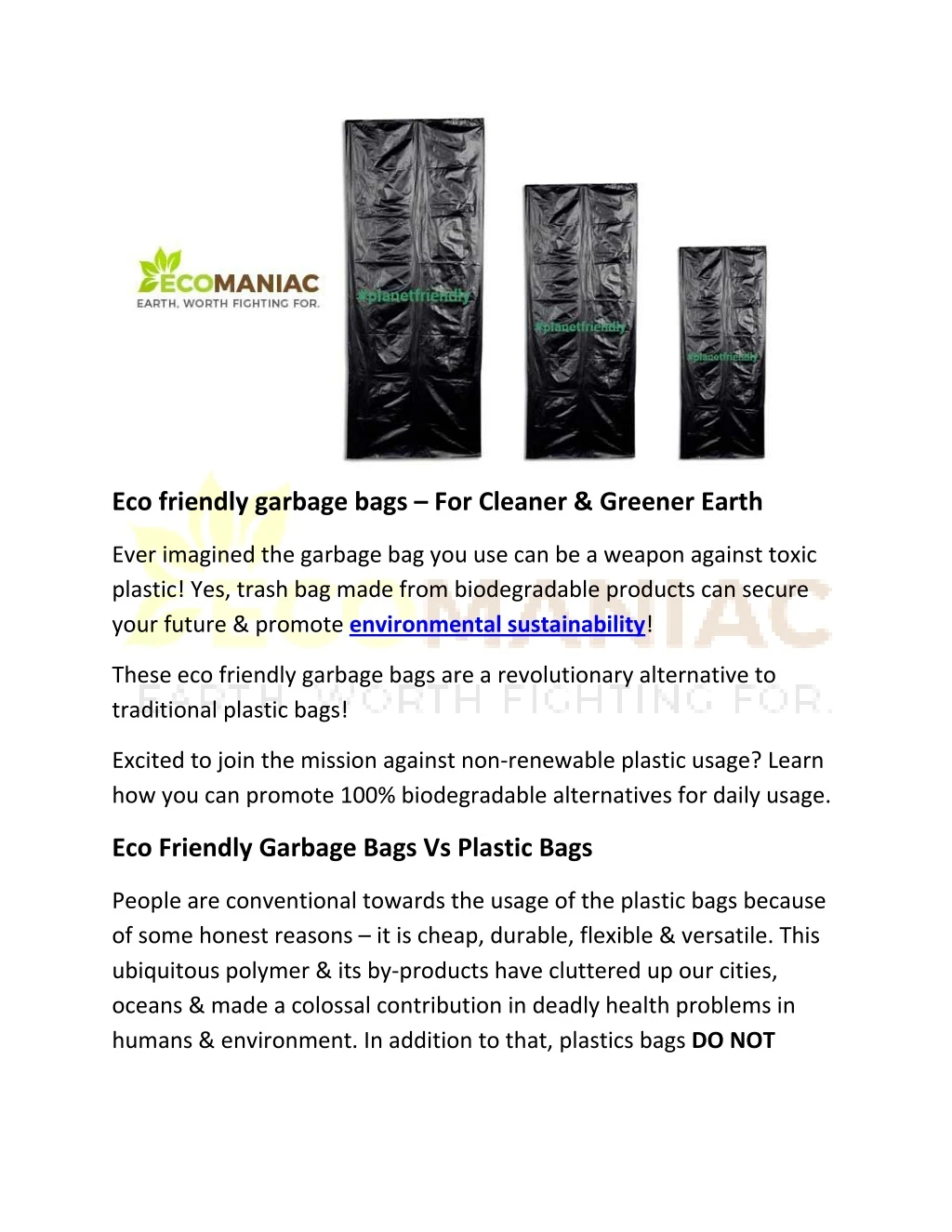 eco friendly garbage bags for cleaner greener