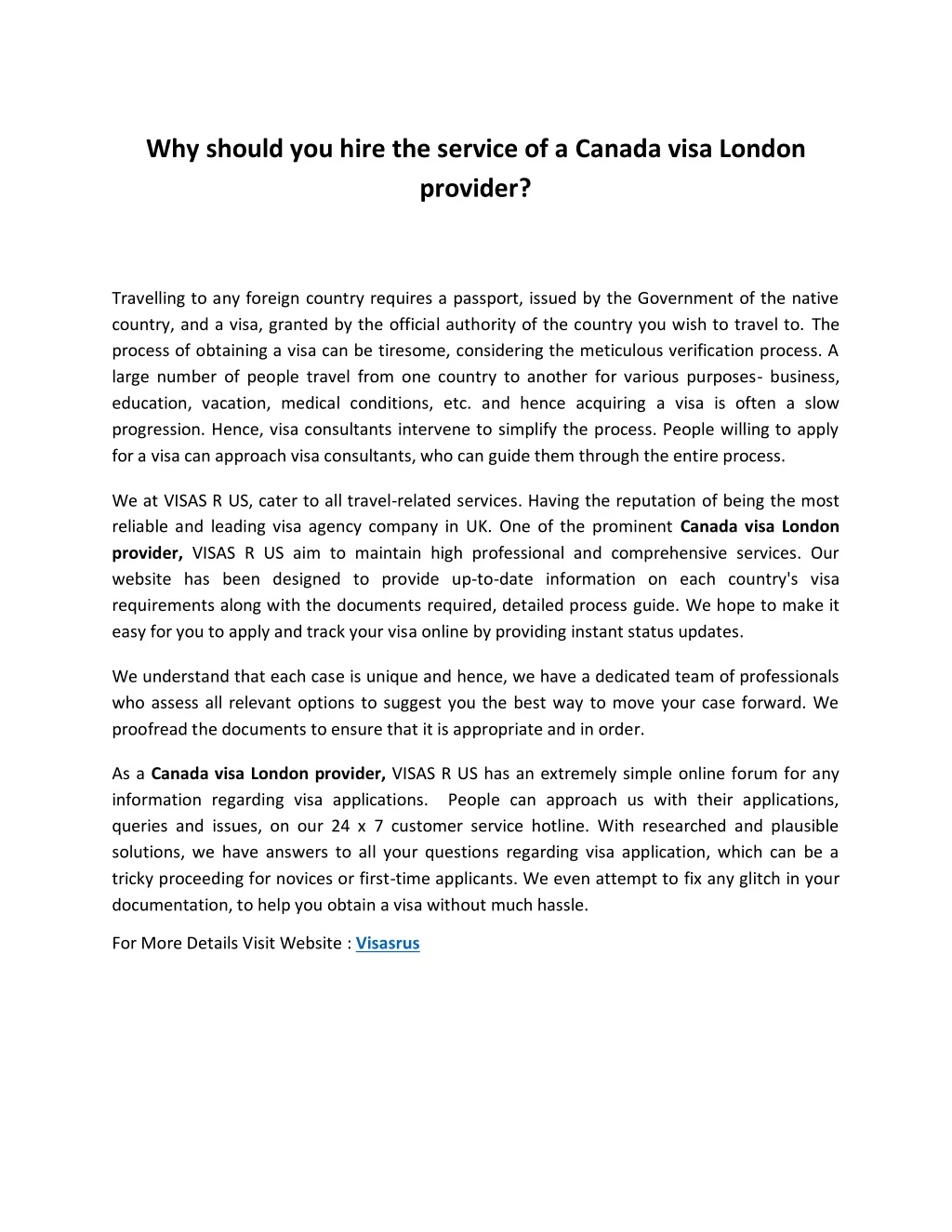 why should you hire the service of a canada visa
