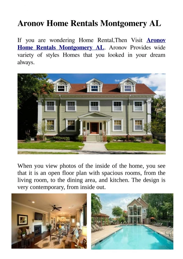 Aronov Home Rentals Montgomery AL