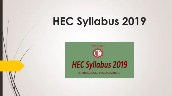 HEC Syllabus 2019 | How To Get Electrician, Machinist Exam Pattern ?