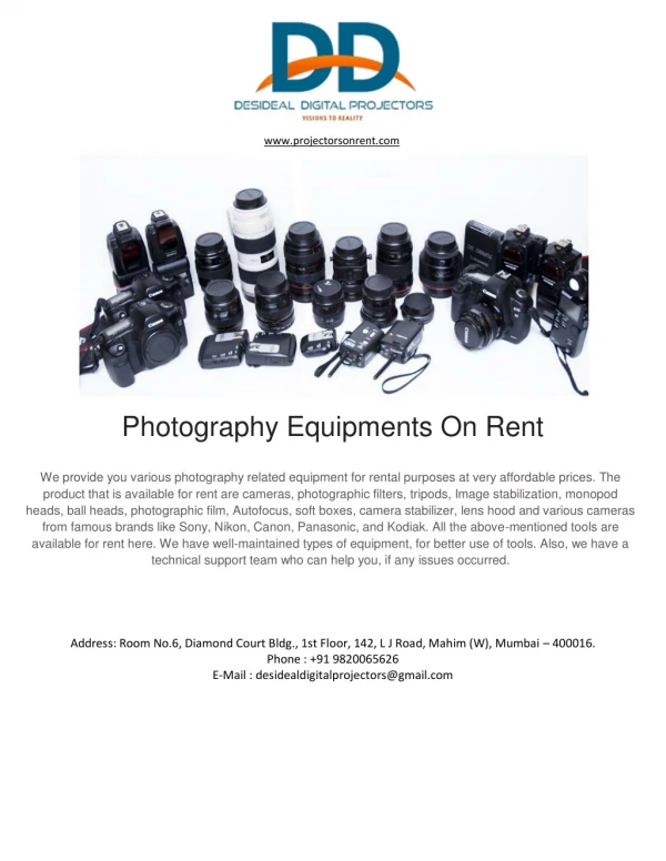 Photography on Rent | photography on rent in Mumbai