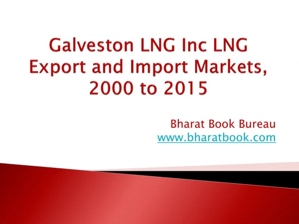 Galveston LNG Inc LNG Export and Import Markets, 2000 to 2015