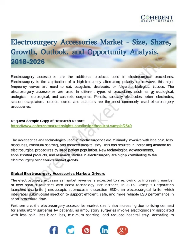 Electrosurgery Accessories Market Segmentation Application, Technology & Market Analysis Report