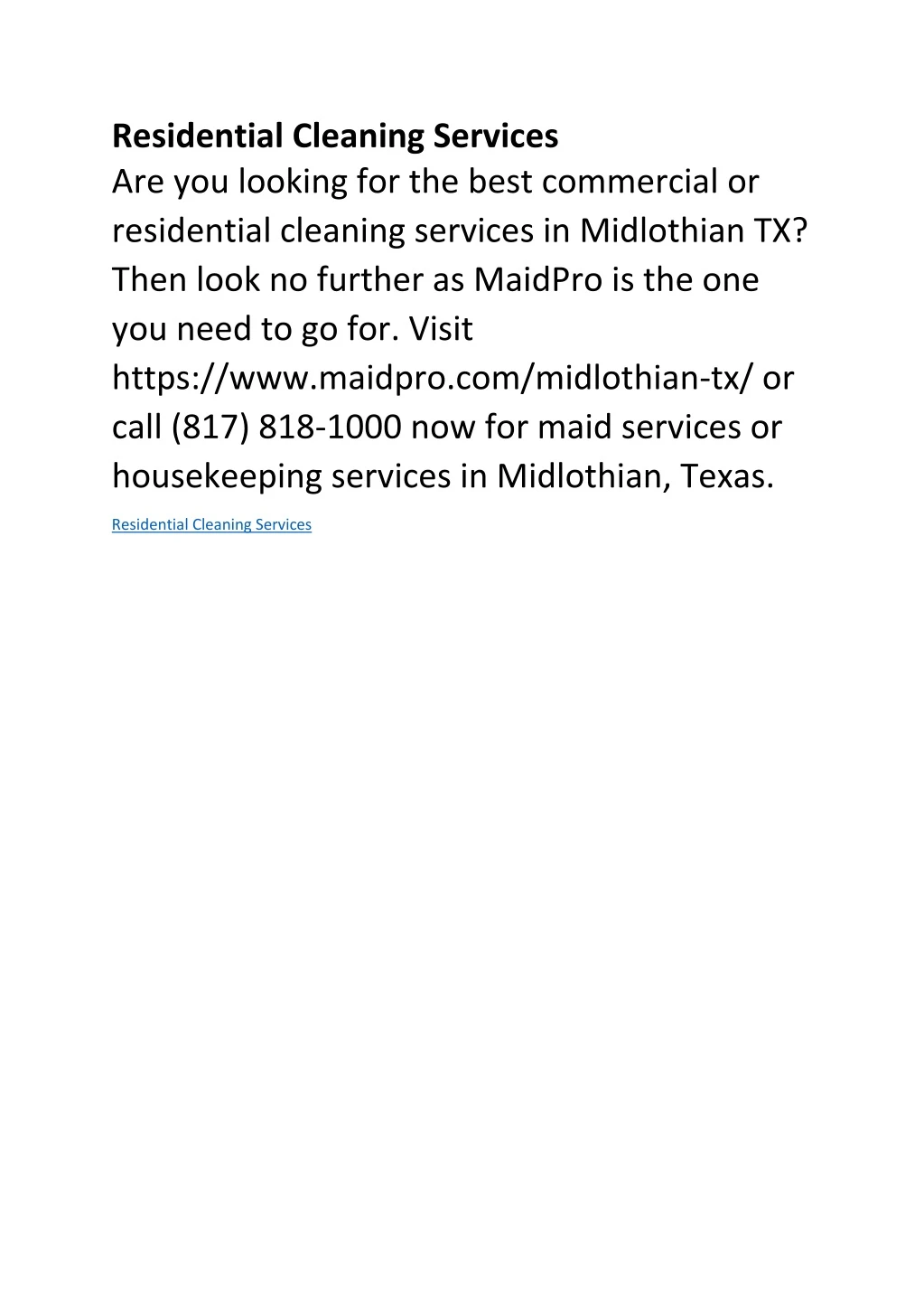 residential cleaning services are you looking