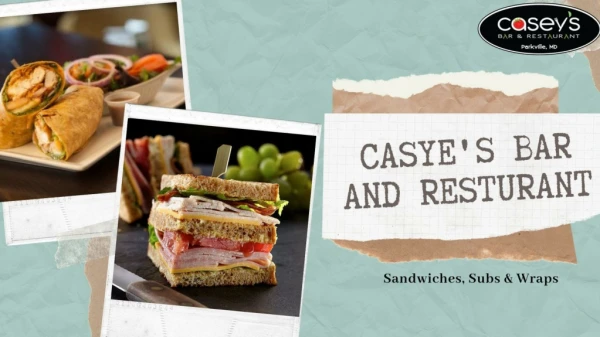 Restaurant menu Sandwiches, Subs & Wraps at Casey’s Bar and Restaurant