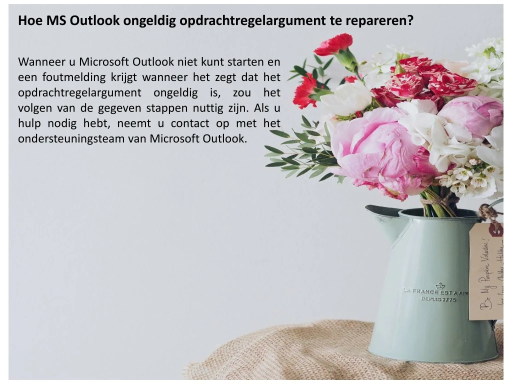 hoe ms outlook ongeldig opdrachtregelargument